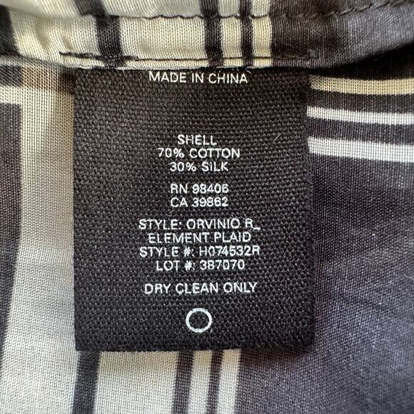 Theory Silk Tunic Blouse Sheer Black White Plaid Size Medium - Picture 6 of 7